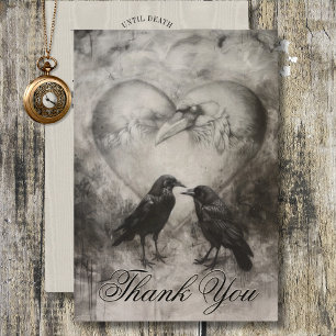 Mörk Gothic Black & Tan Raven Script Bröllop Tack Kort