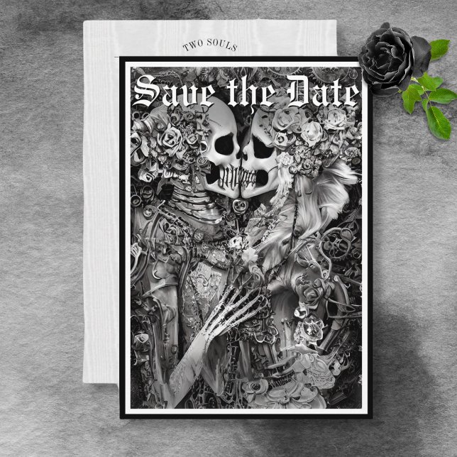 Mörk Gothic Black & White Skeleton par Spara Datumet (Skapare uppladdad)