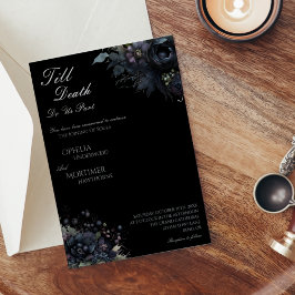 Mörk Gothic Blommigt Black till Död Bröllop Inbjudningar