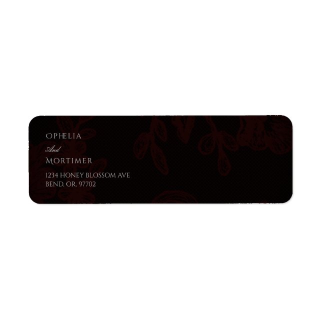 Mörk Gothic Blommigt Bröllop Return-adressetikett Returadress Etikett (Framsidan)