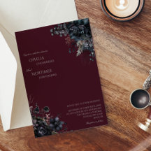 Mörk Gothic Blommigt Burgundy Bröllop
