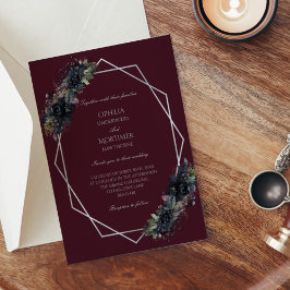 Mörk Gothic Blommigt Burgundy Geometric Bröllop Inbjudningar
