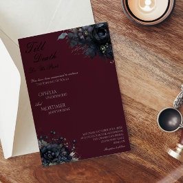 Mörk Gothic Blommigt Burgundy till Död Bröllop Inbjudningar