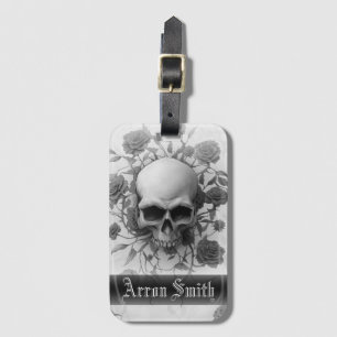 Mörk Gothic Blommigt Ro Skull Bagagebricka