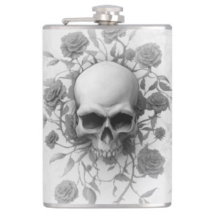 Mörk Gothic Blommigt Ro Skull Fickplunta