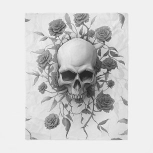 Mörk Gothic Blommigt Ro Skull Fleecefilt