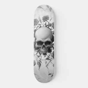 Mörk Gothic Blommigt Ro Skull Mini Skateboard Bräda 18,5 Cm