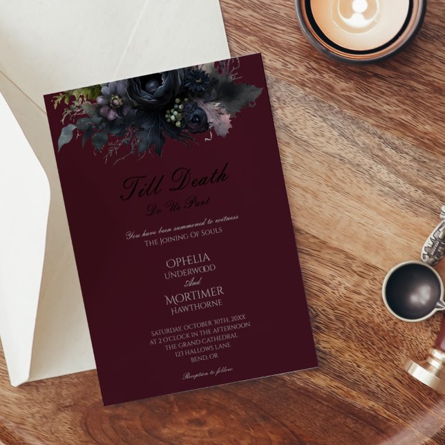 Mörk Gothic Blommigt till Död Formal Bröllop Inbjudningar (Skapare uppladdad)
