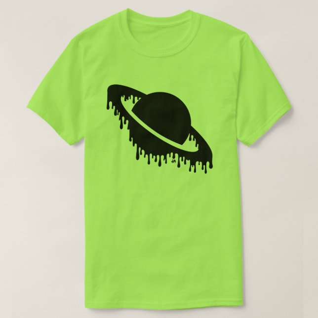 Mörk Gothic Dripping Planet Saturn Silhouette T Shirt (Design framsida)