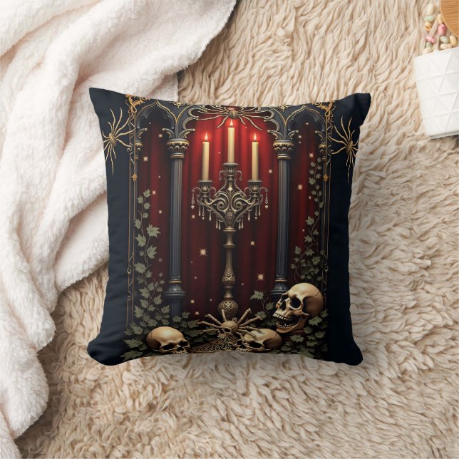 Mörk Gothic Elegance. Stark arkway Kudde (Filt)