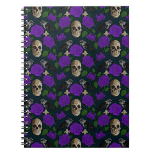 Mörk Gothic Grungy Ro Vines Raven Skull lila Anteckningsbok