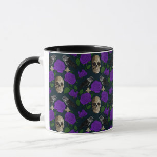 Mörk Gothic Grungy Ro Vines Raven Skull lila Mugg