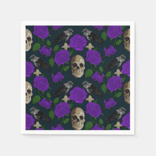 Mörk Gothic Grungy Ro Vines Raven Skull lila Pappersservett