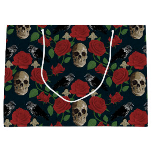 Mörk Gothic Grungy Ro Vines Raven Skull röd