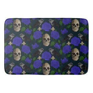 Mörk Gothic Grungy Ro Vines Raven Skullblått Badrumsmatta