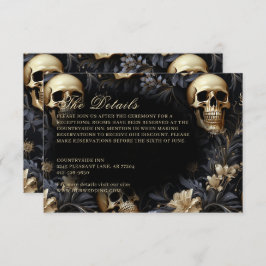 Mörk Gothic Guld Döskallar & Flowers Bröllop Tilläggskort