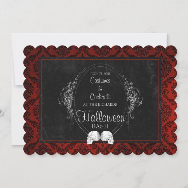 Mörk Gothic Halloween-Döskallar Inbjudningar (Framsida)