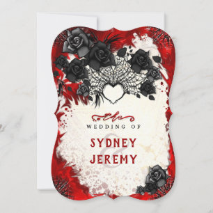 Mörk Gothic Halloween Heart Wed Bracket Inbjudningar