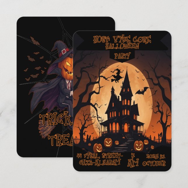Mörk Gothic Halloween-inbjudan, skräcktema Inbjudningar (Fram/baksida)