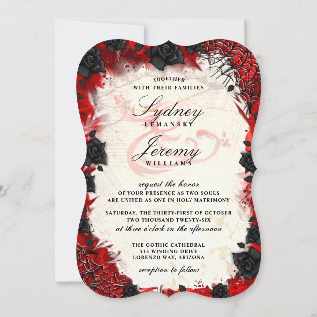 Mörk Gothic Halloween-inbjudan "tillsammans med" Inbjudningar (Baksida)