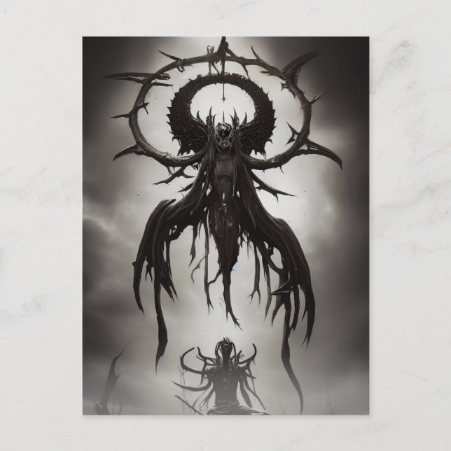 Mörk Gothic Horror Art: Mörk Omen Vykort (Framsida)