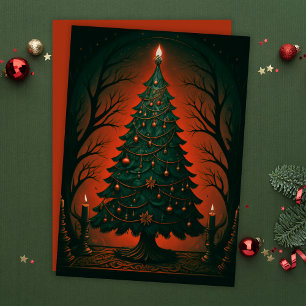 Mörk Gothic julgran Julkort