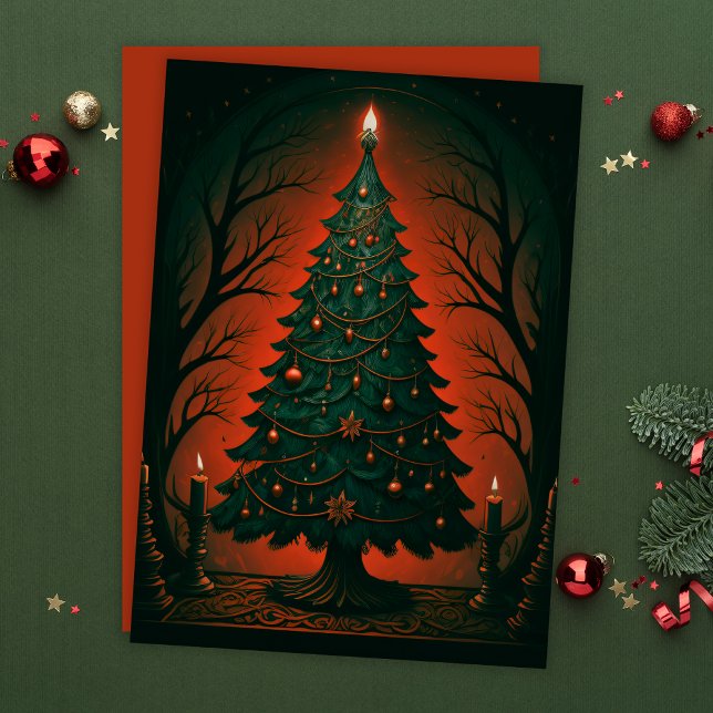 Mörk Gothic julgran Julkort (Skapare uppladdad)