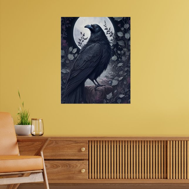 Mörk Gothic Kråka i Spooky Halloween Night Poster (Vardagsrum 2)