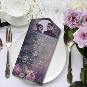 Mörk Gothic Lavender Lila Blommigt Foto QR-kod