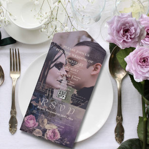 Mörk Gothic Lila Lavender Blommigt QR-kodfoto