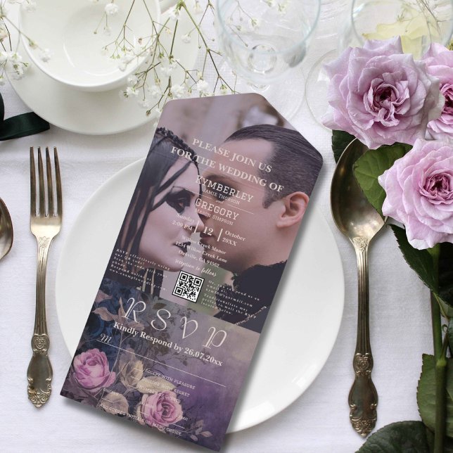 Mörk Gothic Lila Lavender Blommigt QR-kodfoto (Skapare uppladdad)