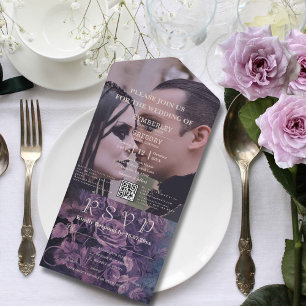 Mörk Gothic Lila Lavender Blommigt QR-kodfoto