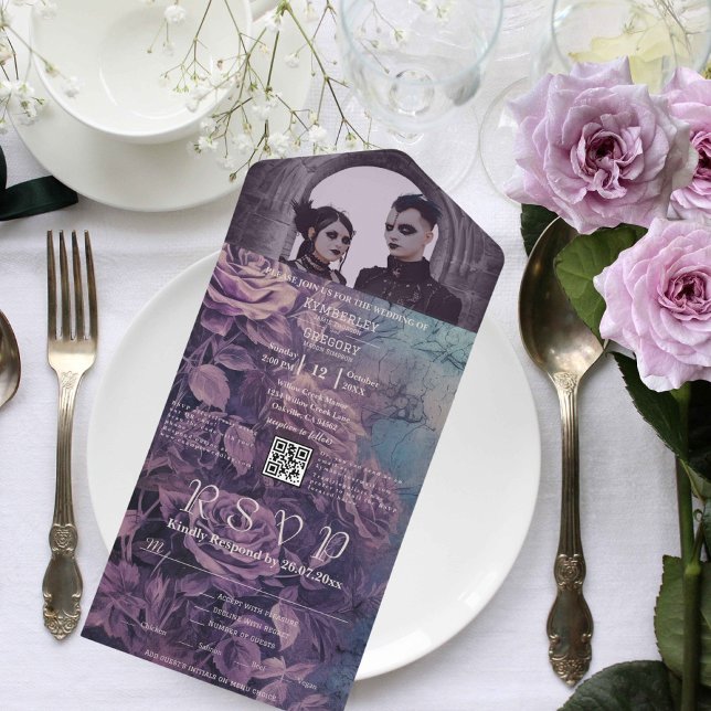 Mörk Gothic Lila Lavender Ro Photo QR-kod (Skapare uppladdad)
