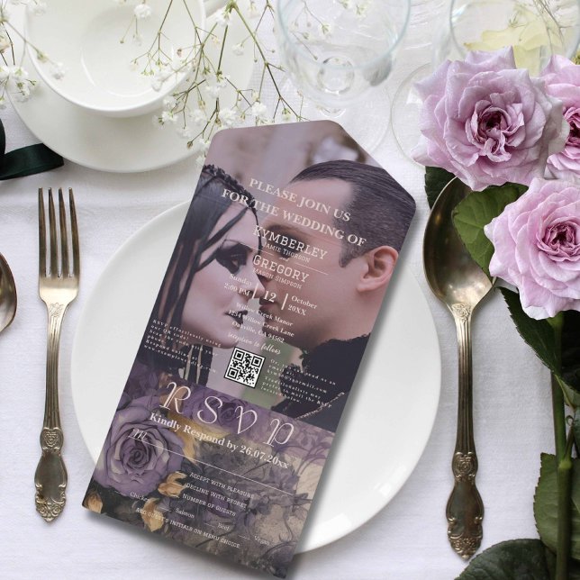 Mörk Gothic Lila Ro Blommigt QR-kodfoto (Skapare uppladdad)