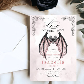Mörk Gothic Möhippa Coquette Batty Halloween Inbjudningar