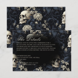 Mörk Gothic Moody Döskallar & Flowers Bröllop Tilläggskort