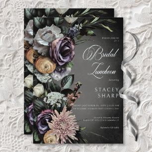 Mörk Gothic Mysterious Muted Blommigt Blur Luncheo Inbjudningar