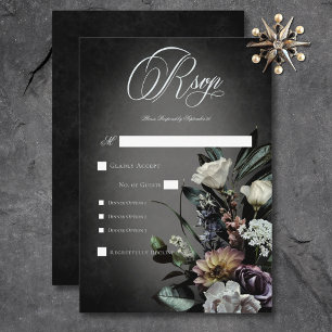 Mörk Gothic Mysterious Muted Blommigt Obeskärnings OSA Kort