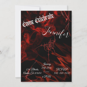 Mörk gothic röd svart rök fest alternativ inbjudningar