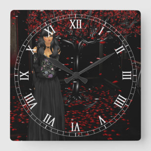 Mörk Gothic Roman Numeral Clock Fyrkantig Klocka
