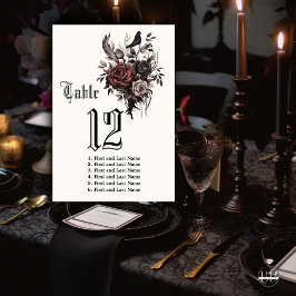 Mörk Gothic Rosewood Blommigt Raven Bordsnummer