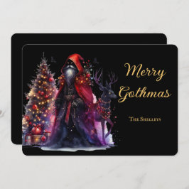 Mörk Gothic Santa and Reindeer jul Julkort