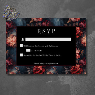Mörk Gothic Vintage Red & Rosa Blommigt Bröllop OSA Kort