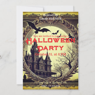 Mörk Gothic Vintage Victorian Spooky Halloween Inbjudningar