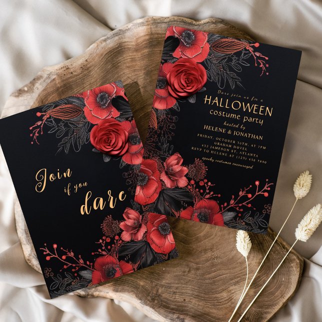 Mörk Gothic Vuxen Halloween Costume Party Inbjudningar (Dark Gothic Adult Halloween Costume Party Invitation)