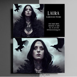 Mörk Gothic Witch Kråka Clairvoyant Psychic Visitkort