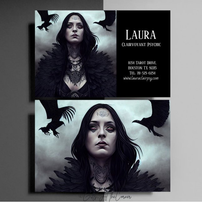 Mörk Gothic Witch Kråka Clairvoyant Psychic Visitkort (Skapare uppladdad)