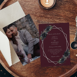 Mörk gotiic Blommigt Formal Photo Bröllop Inbjudningar
