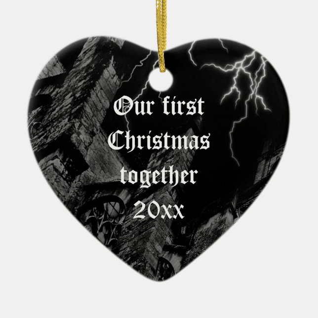 Mörk gotiic first jul-hjärta ornament (Framsidan)