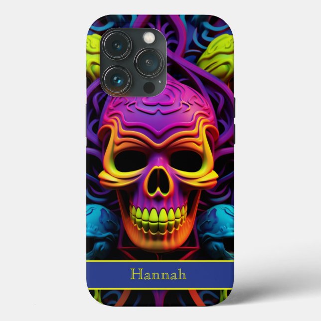 Mörk gotiic Neon Colorful Skull (Baksida )